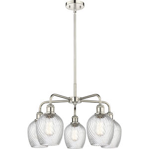 Salina 5 Light 23 inch Polished Nickel and Clear Spiral Fluted Chandelier Ceiling Light