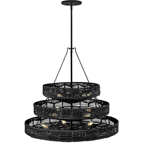 Ophelia LED 30 inch Black Chandelier Ceiling Light, Multi Tier