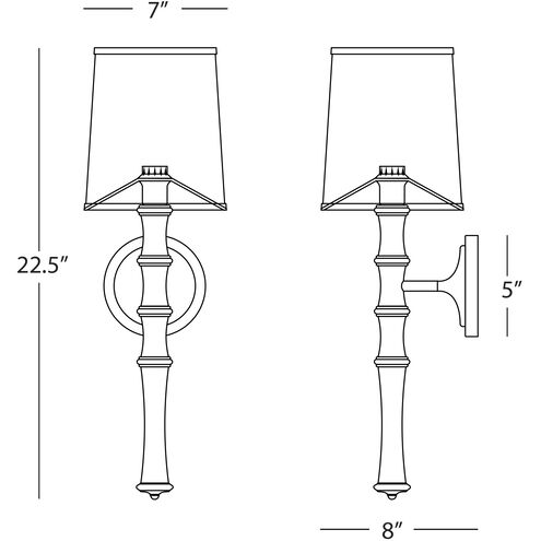 Kane Armed Wall Sconce Wall Light in Polished Nickel, Celadon, Ascot White