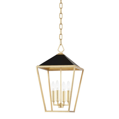 Paxton 4 Light 12 inch Gold Leaf / Black Pendant Ceiling Light