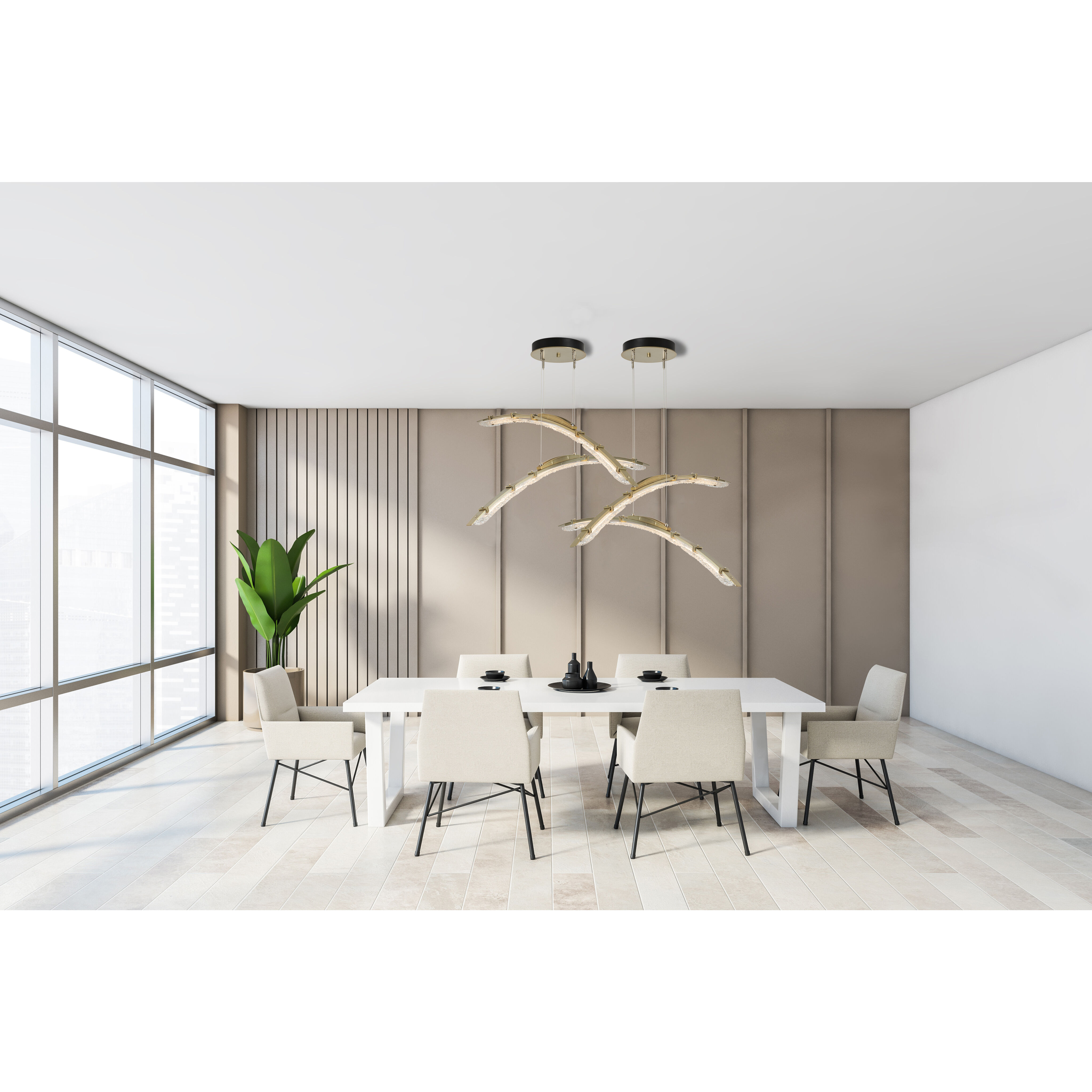 Glissade LED 43.5 inch Modern Brass Double Pendant Ceiling Light, Large