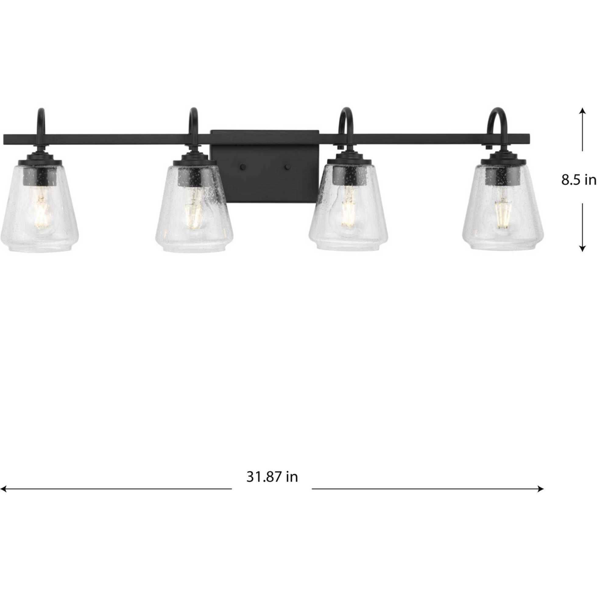 Martenne 4 Light 31.87 inch Matte Black Bathroom Vanity Light Wall Light