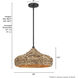 Cambria 1 Light 18 inch Matte Black Pendant Ceiling Light, Large