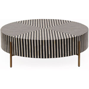 Chameau 36 X 12 inch Black/White and Brass Coffee Table