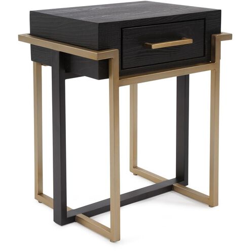 Evora 23.5 X 20 inch Matte Black and Gold Side Table