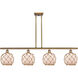 Ballston Farmhouse Rope 4 Light 48 inch Brushed Brass Island Light Ceiling Light in White Glass with Brown Rope, Ballston