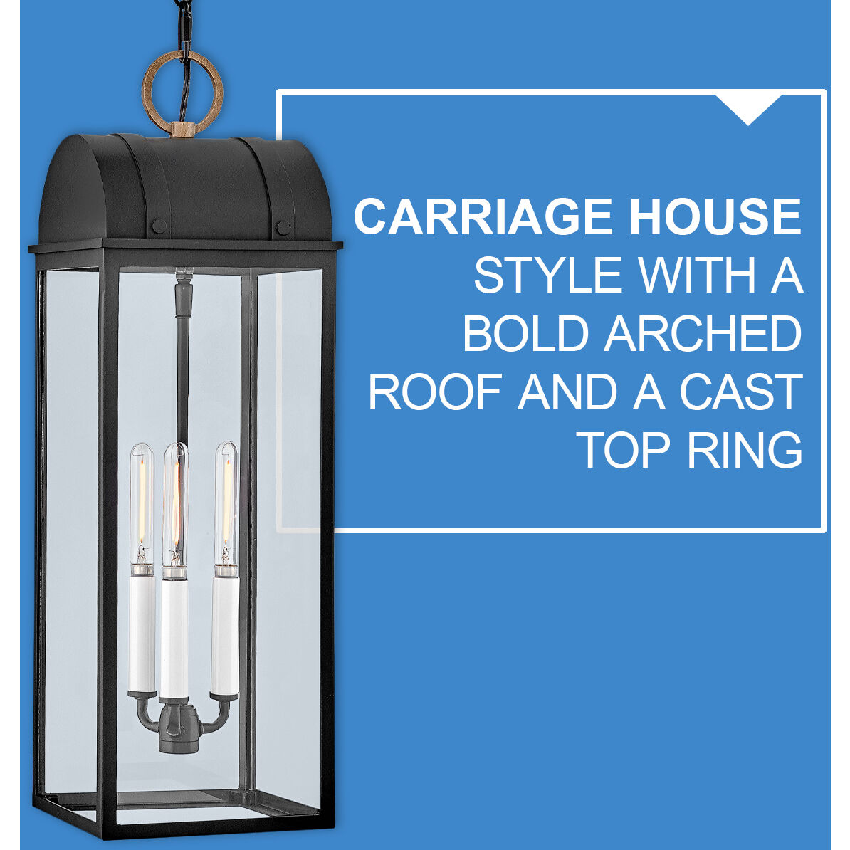 Heritage Campbell 3 Light 7.75 inch Black with Burnished Bronze Outdoor Hanging