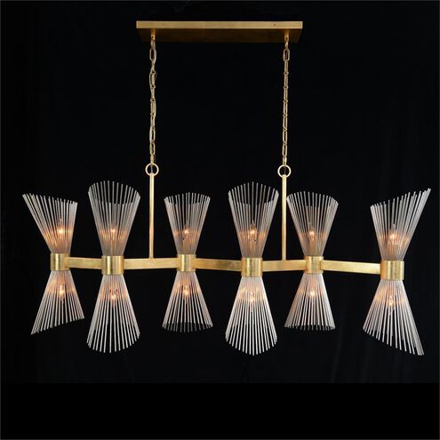 Bonheur 12 Light 24 inch Gold Leaf and Silver Leaf Chandelier Ceiling Light