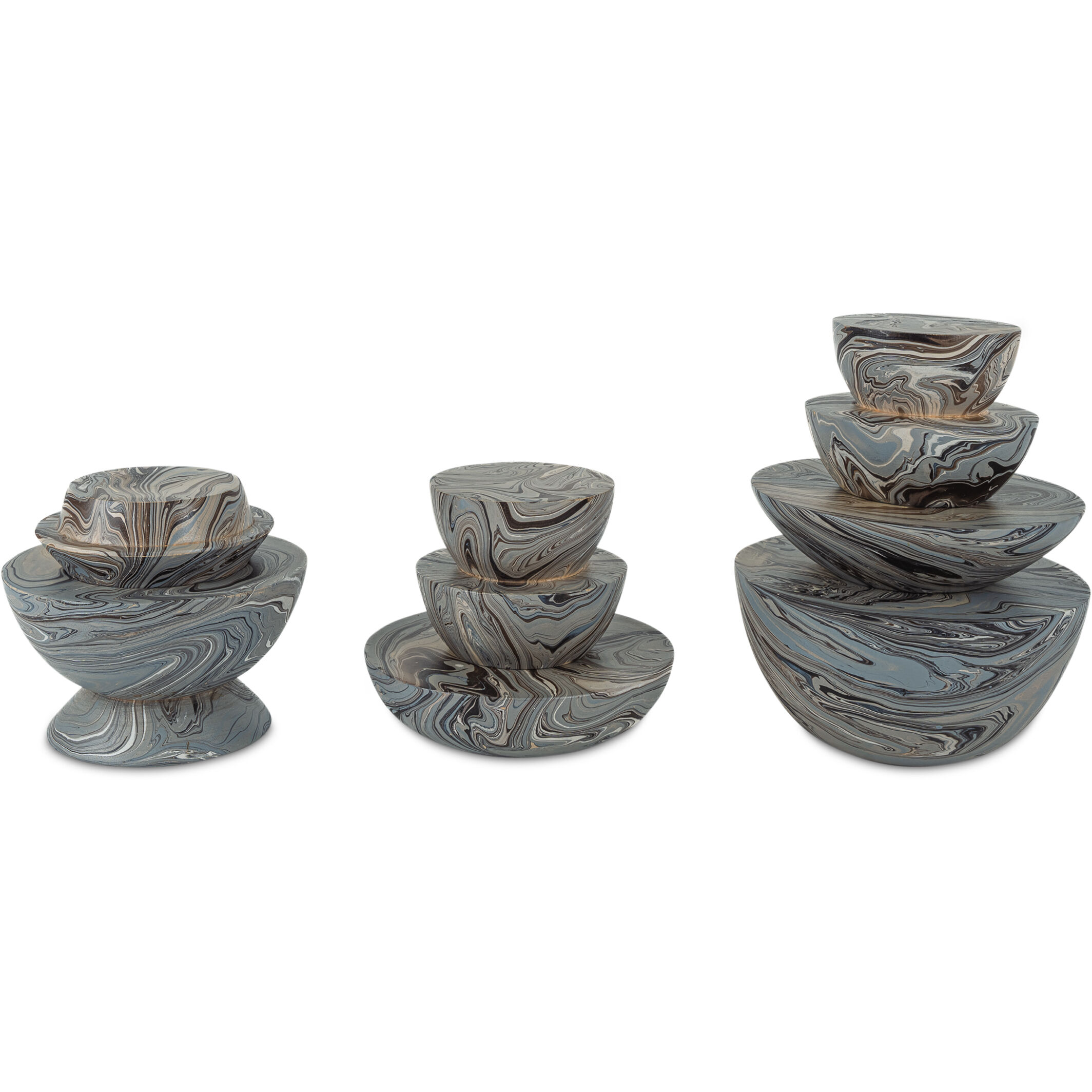 Marbleized Marbleized Gray Stacking Box, Set of 3