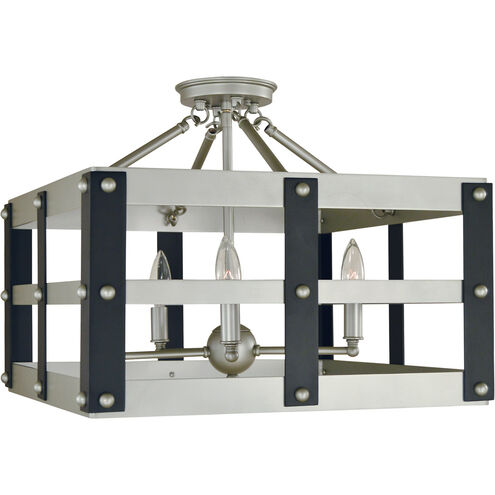 Metro Artisan 5 Light 18 inch Satin Pewter/Matte Black Semi-Flush Mount Ceiling Light