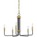 Transitional 5 Light 24 inch Oil Rubbed Bronze with Natural Brass Chandelier Ceiling Light