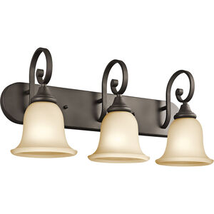 Monroe 3 Light 24 inch Olde Bronze Wall Mt Bath 3 Arm Wall Light in Light Umber Etched, Incandescent