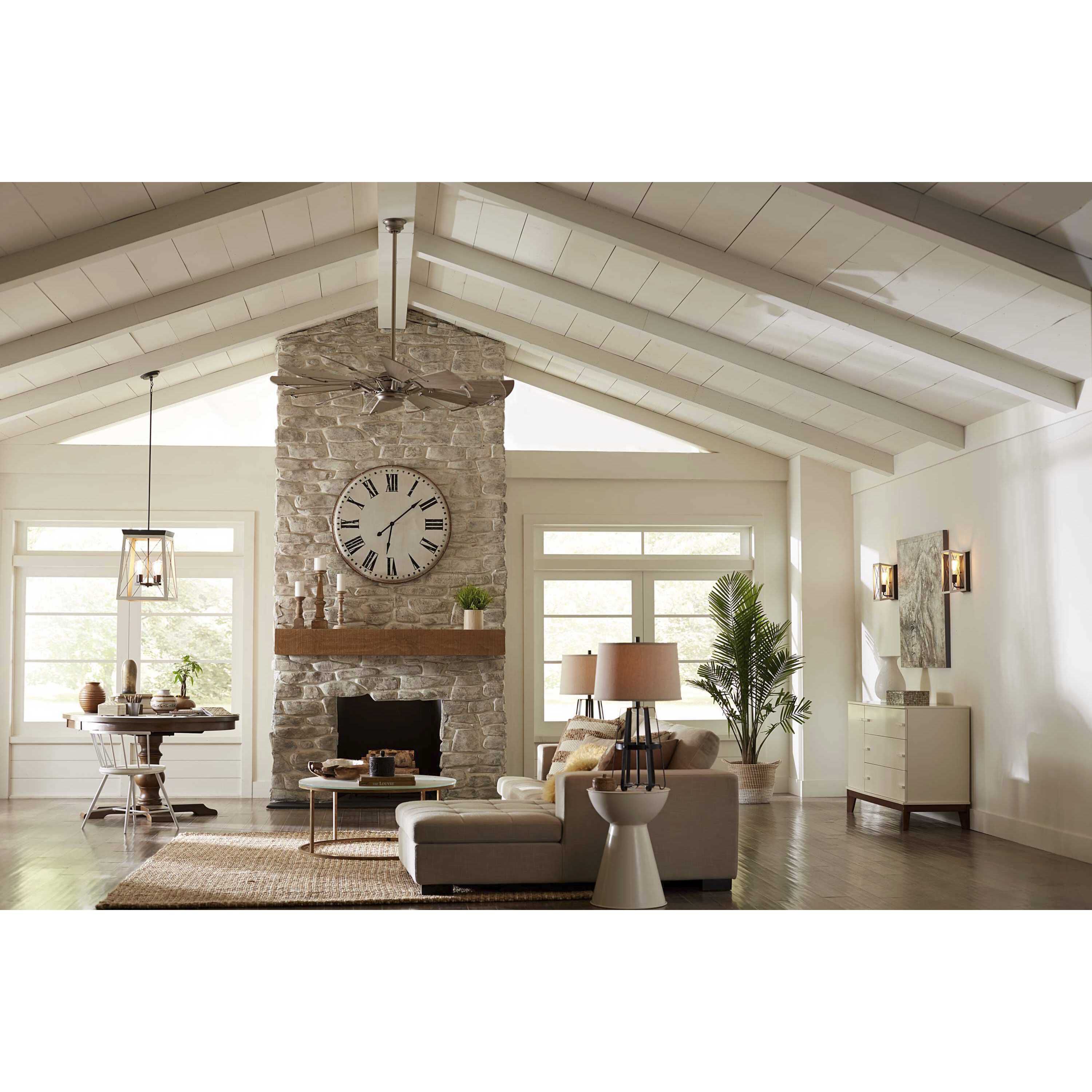 La Olivia 60 inch Antique Nickel with White Barnwood Blades Ceiling Fan