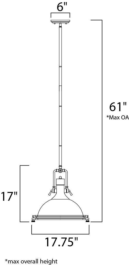 Hi-Bay 1 Light 17.75 inch Bronze Single Pendant Ceiling Light