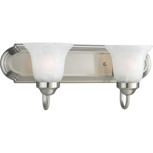Alabaster Glass 2 Light 18 inch Brushed Nickel Bath Vanity Wall Light in Bulbs Not Included, Standard