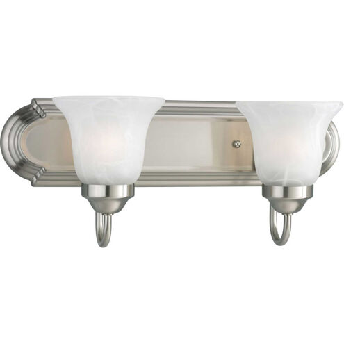 Alabaster Glass 2 Light 18 inch Brushed Nickel Bath Vanity Wall Light in Bulbs Not Included, Standard