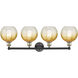 Edison Brookhaven Globe 4 Light 35 inch Black Antique Brass Bath Vanity Light Wall Light in Amber Glass