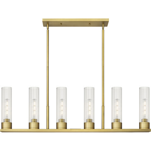 Empire 6 Light 44.25 inch Brushed Brass Linear Pendant Ceiling Light in Clear Glass