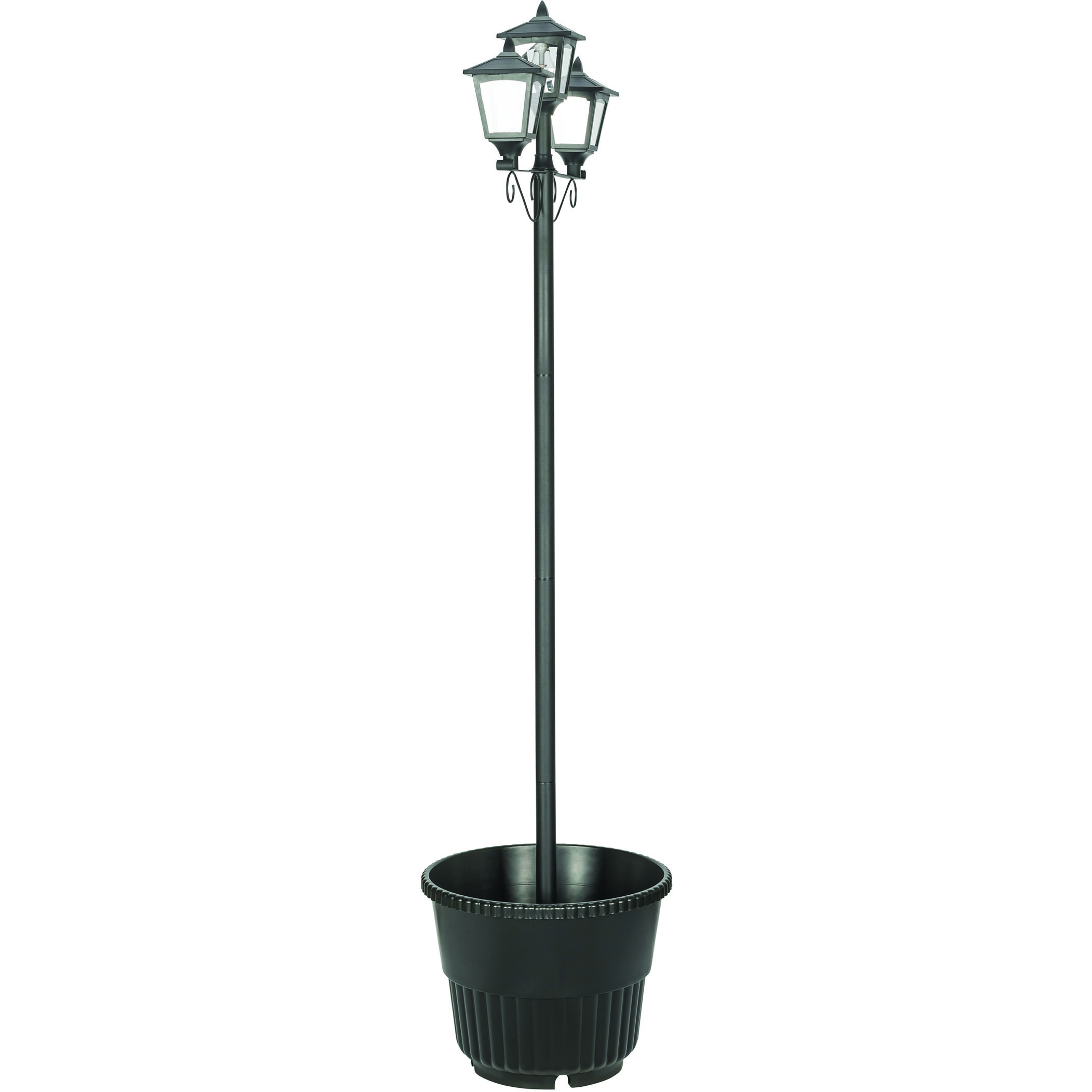 Triple Head 3 Light 78.5 inch Black Post Light, Solar