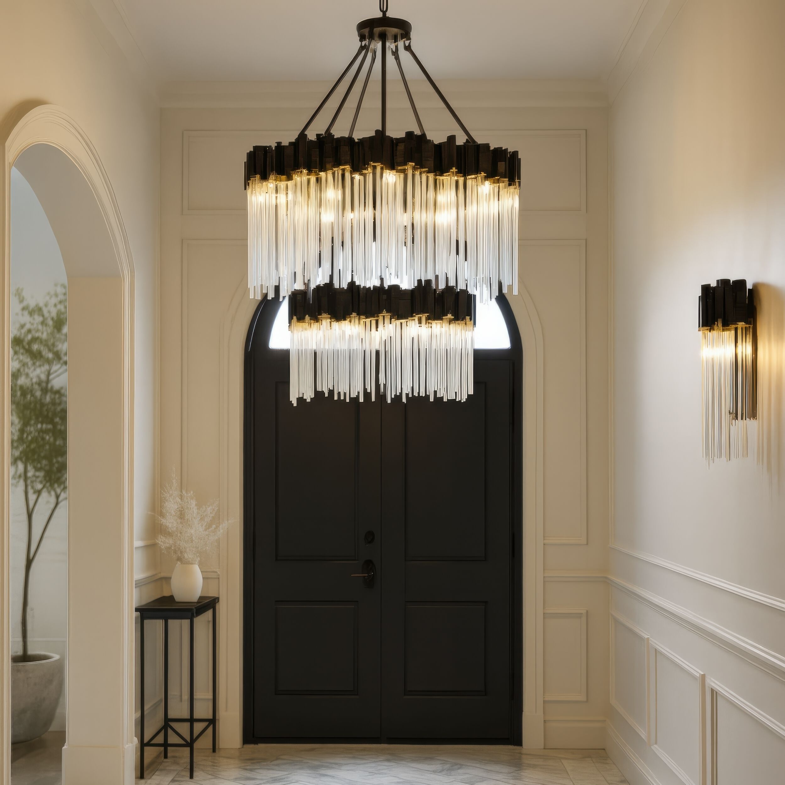 Matrix 14 Light 30 inch Matte Black and French Gold Chandelier Ceiling Light in Matte Black/French Gold