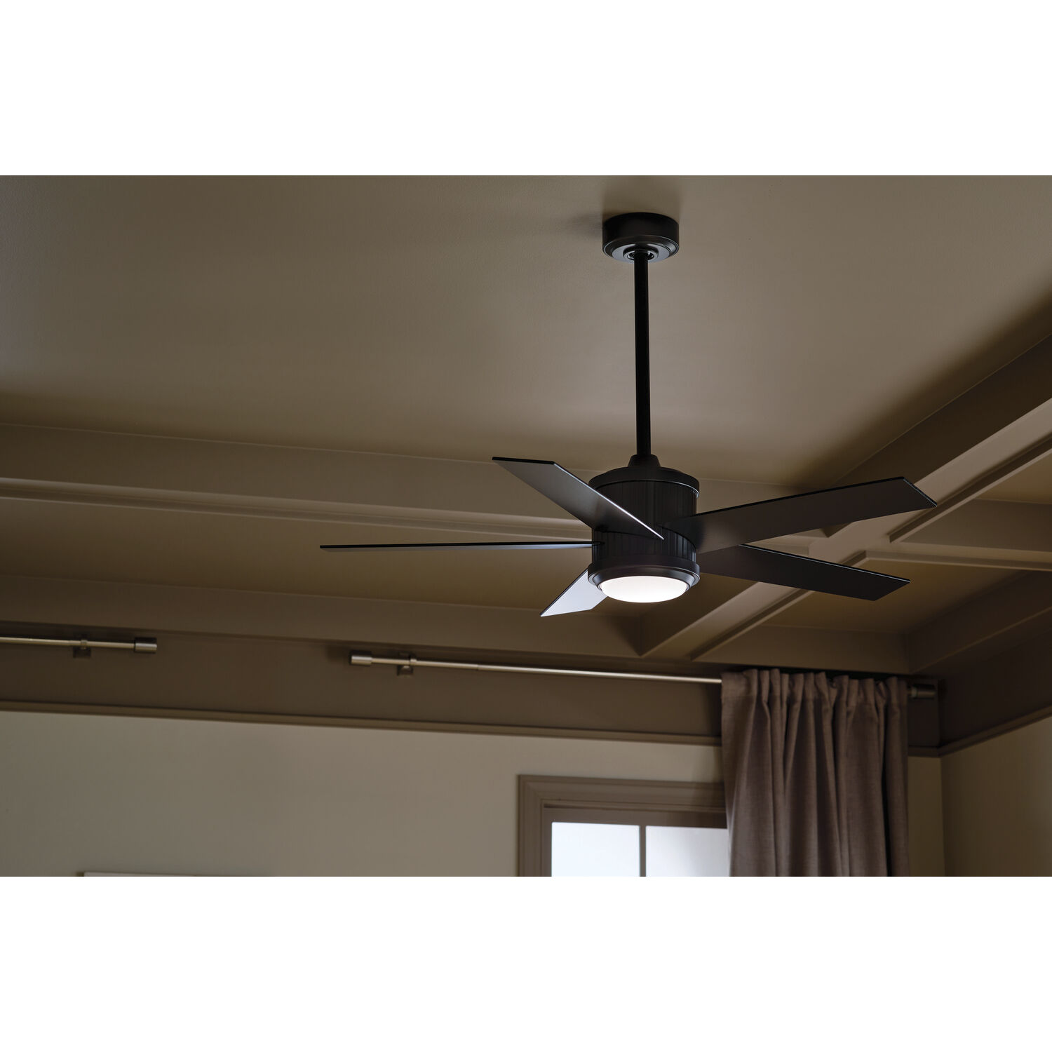 Brahm 48 inch Satin Black with Satin Black/Silver Blades Ceiling Fan