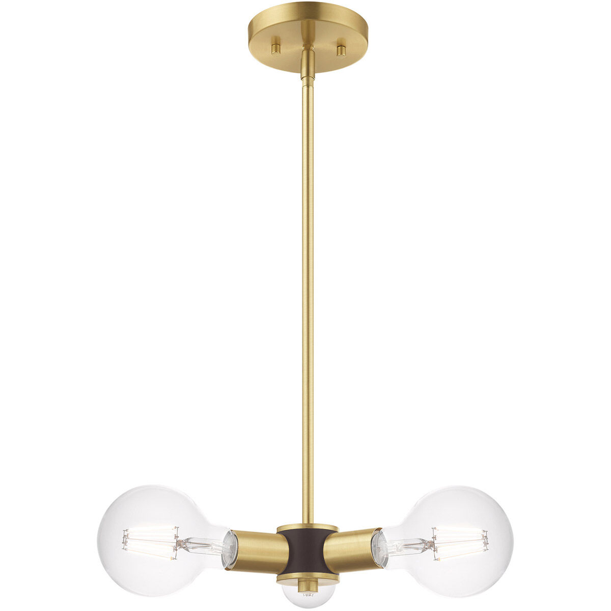 Copenhagen 3 Light 13 inch Satin Brass Mini Chandelier Ceiling Light