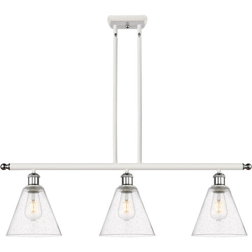 Ballston Ballston Cone 3 Light 36 inch White and Polished Chrome Island Light Ceiling Light in Seedy Glass