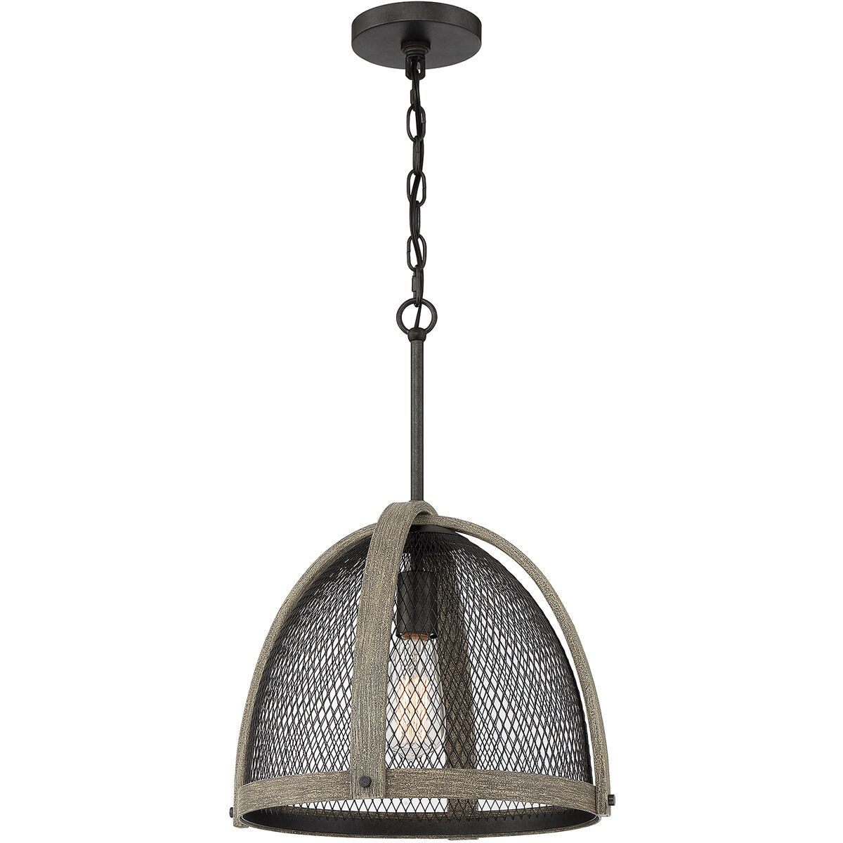 Industrial 1 Light 14 inch Weathered Birch Pendant Ceiling Light