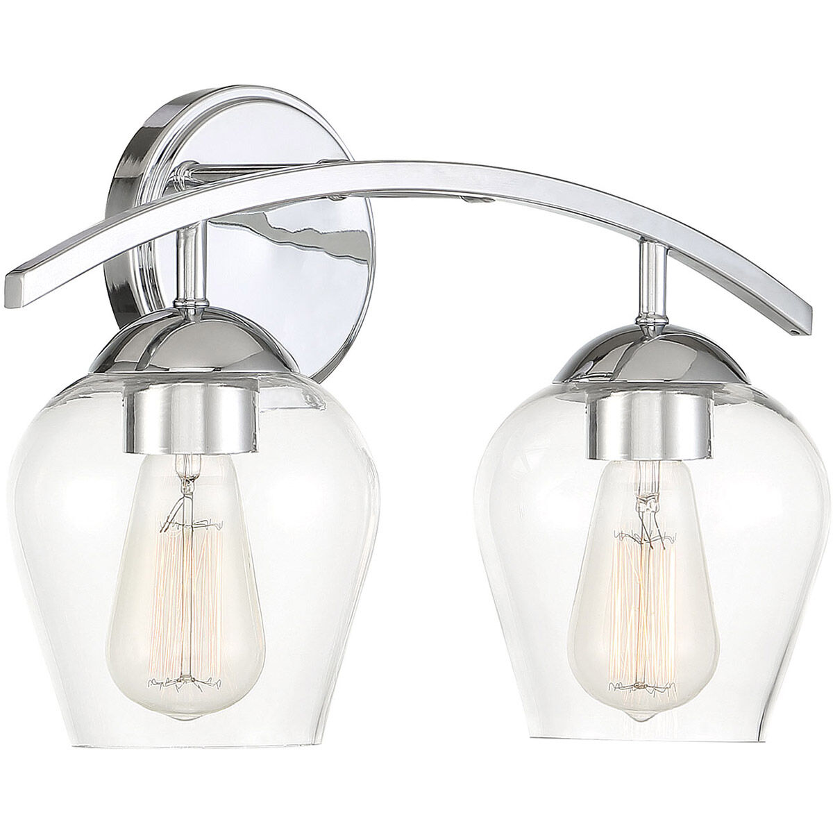 Transitional 2 Light 16 inch Chrome Bathroom Vanity Light Wall Light