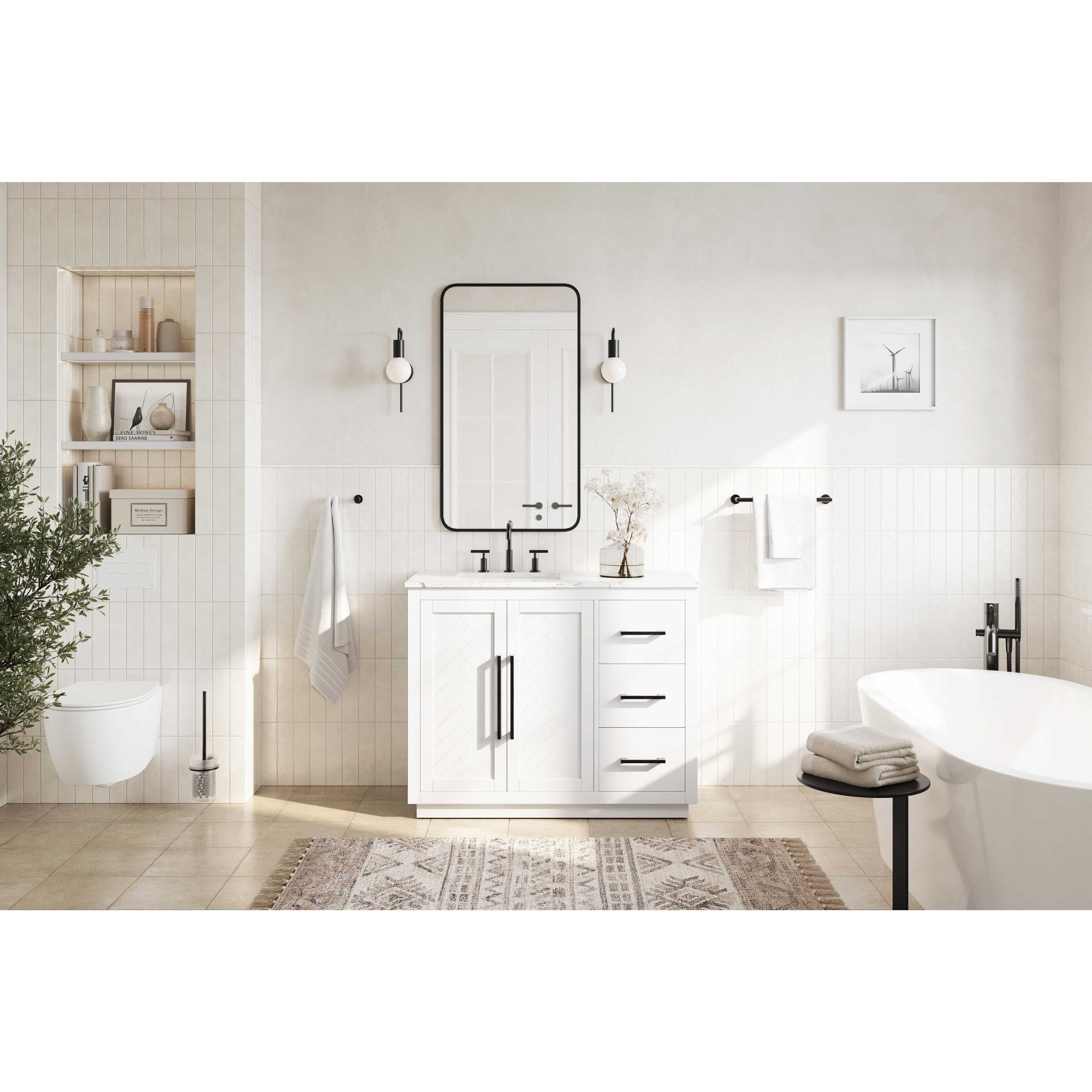Chase 42 X 34 inch White Bathroom Vanity Cabinet