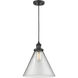Franklin Restoration Cone 1 Light 12 inch Matte Black Mini Pendant Ceiling Light in Incandescent, Clear, Franklin Restoration