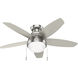 Lilliana 44 inch Brushed Nickel with Matte Nickel Blades Ceiling Fan