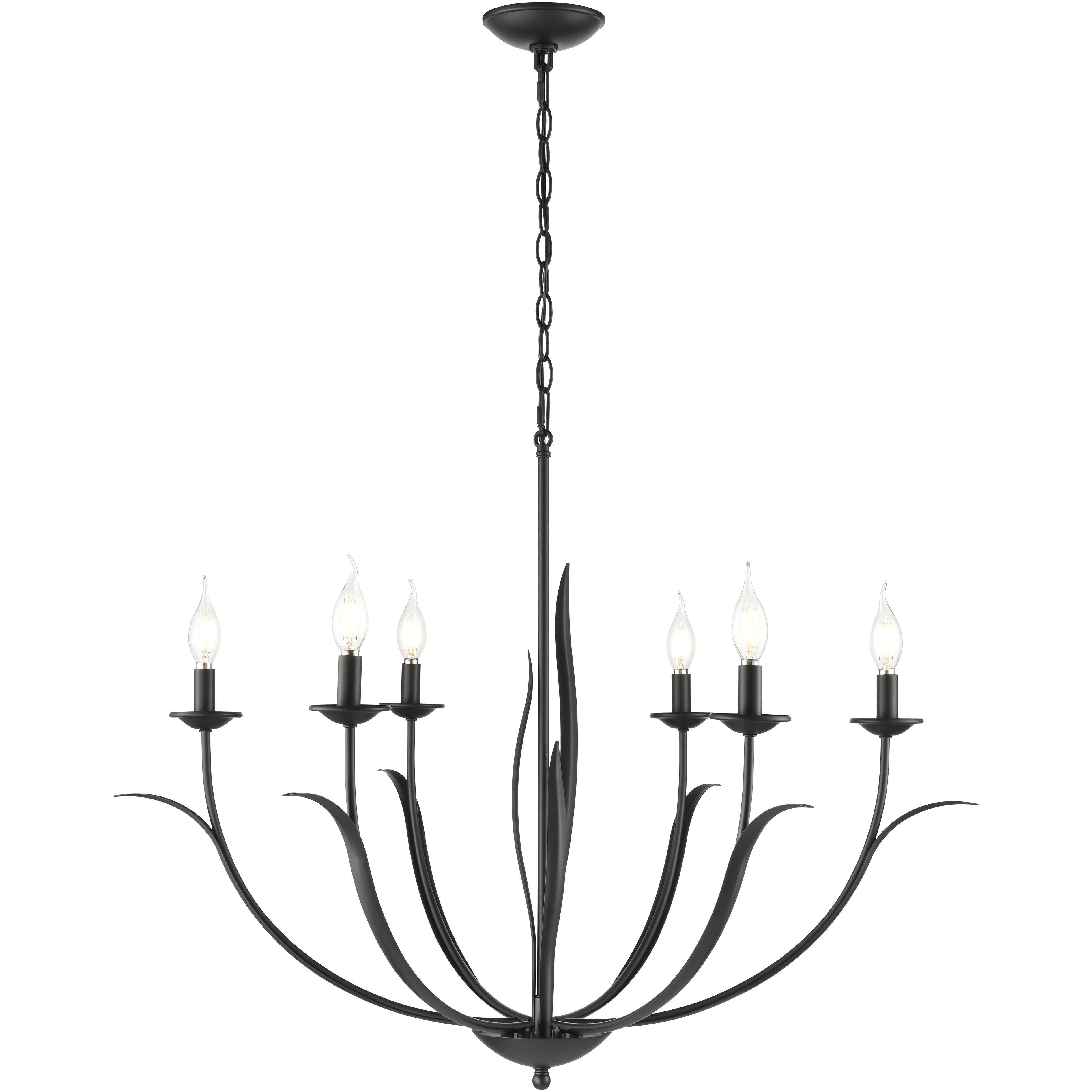 Charlize 6 Light 35.5 inch Matte Black Chandelier Ceiling Light