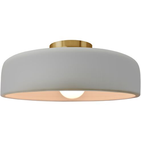 Radiance LED 13 inch Matte White and Brushed Brass Semi Flush Ceiling Light