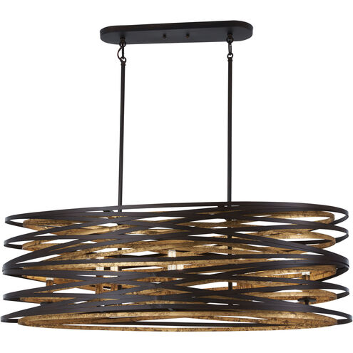 Vortic Flow 8 Light 40 inch Dark Bronze/Mosaic Gold Island Light Ceiling Light