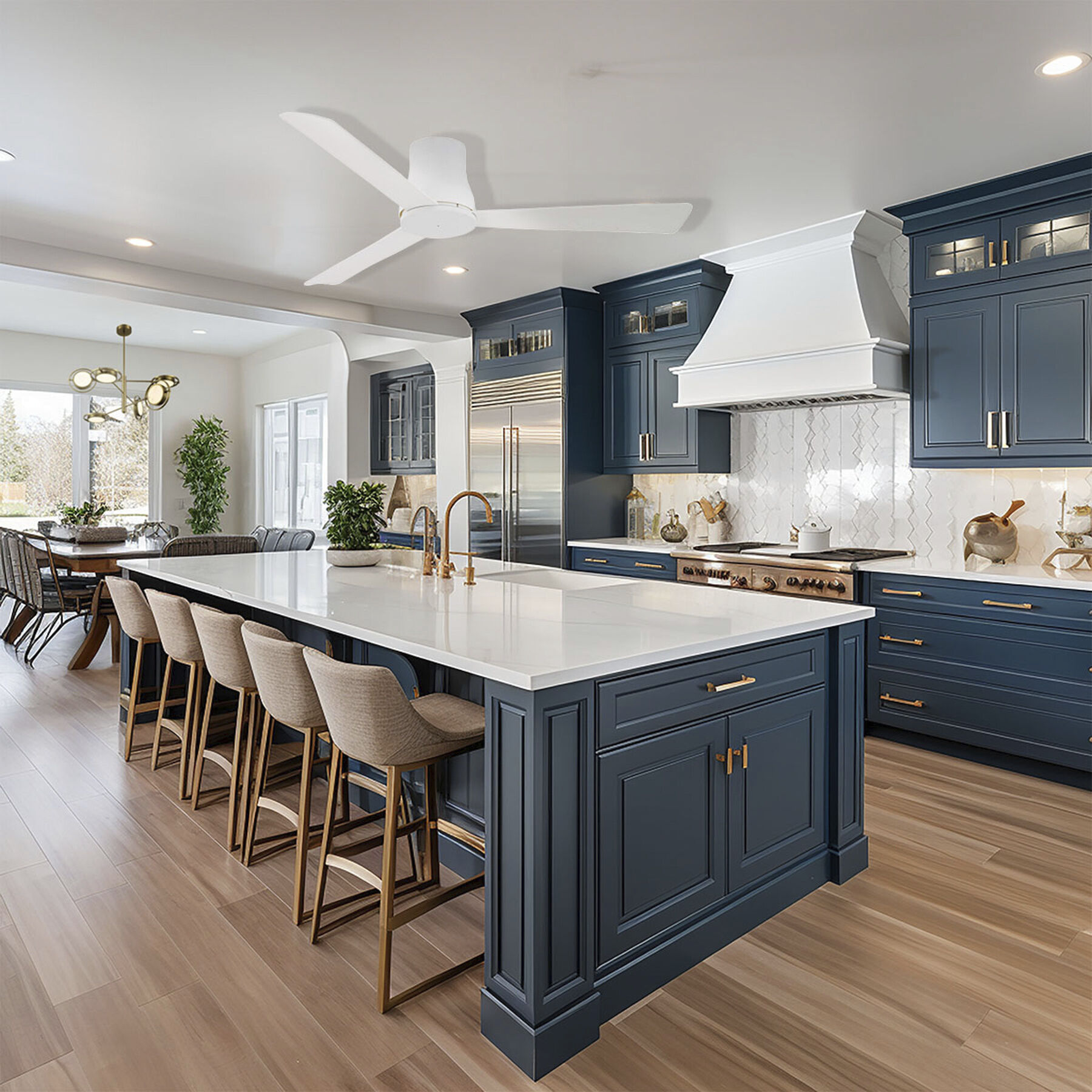 Simple Flush 52 inch Flat White Outdoor Hugger Fan