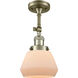 Franklin Restoration Fulton 1 Light 7 inch Antique Brass Sconce Wall Light in Incandescent, Matte White Glass, Franklin Restoration