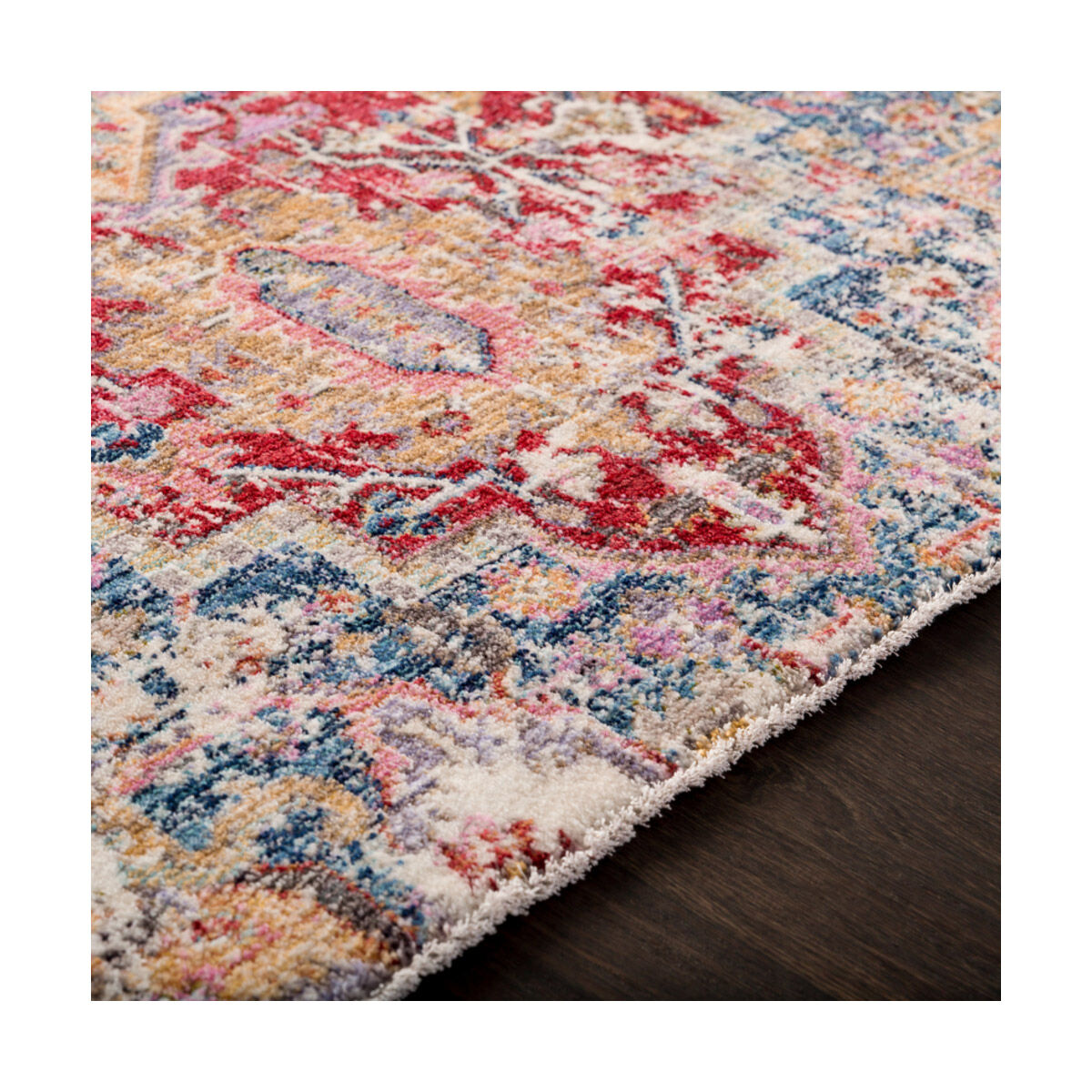 Rumi 154 X 108 inch Dark Red/Bright Pink/Bright Blue/Aqua/Dark Blue Rugs, Rectangle