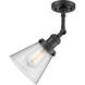 Franklin Restoration Small Cone LED 6 inch Matte Black Semi-Flush Mount Ceiling Light in Seedy Glass, Franklin Restoration