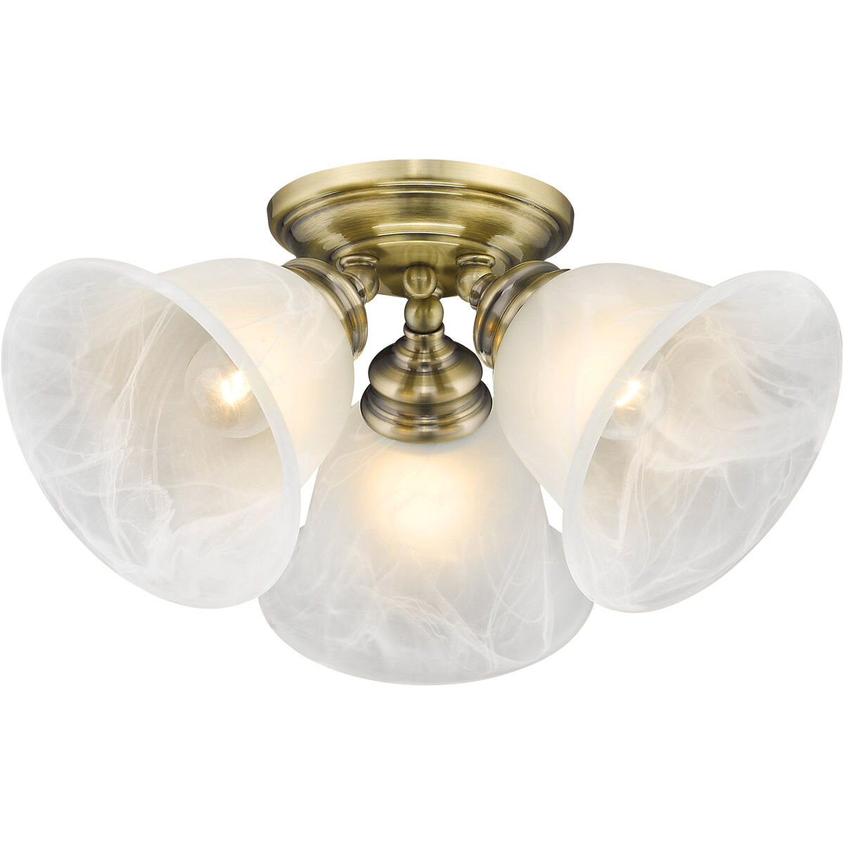 Essex 3 Light 15 inch Antique Brass Semi-Flush Mount Ceiling Light