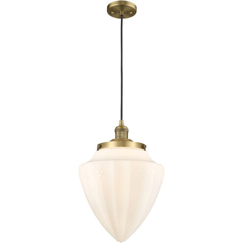 Franklin Restoration Bullet 1 Light 12 inch Brushed Brass Mini Pendant Ceiling Light in Incandescent, Matte White
