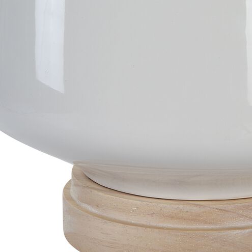 Opal 24.5 inch 150.00 watt White High Gloss Glaze and Natural Wood Table Lamp Portable Light
