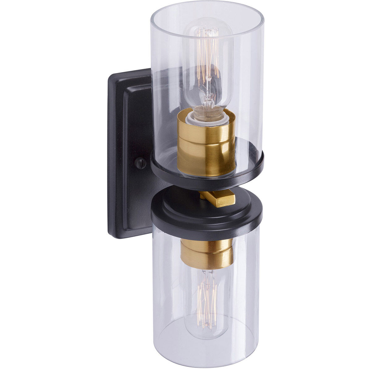 Duo 2 Light 5 inch Black and Soft Gold Sconce Wall Light