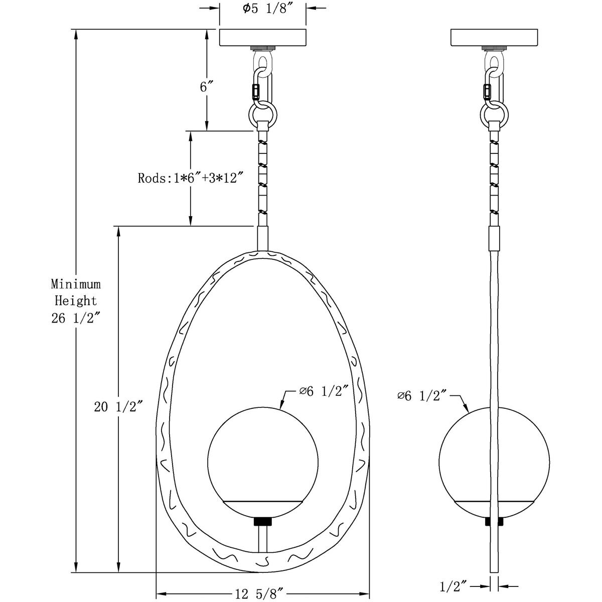 Corfu 1 Light 12.5 inch Black Matte Hammered Pendant Ceiling Light