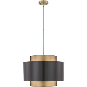 Harlech 3 Light 24.5 inch Bronze and Rubbed Brass Chandelier Ceiling Light in Bronze and Brass