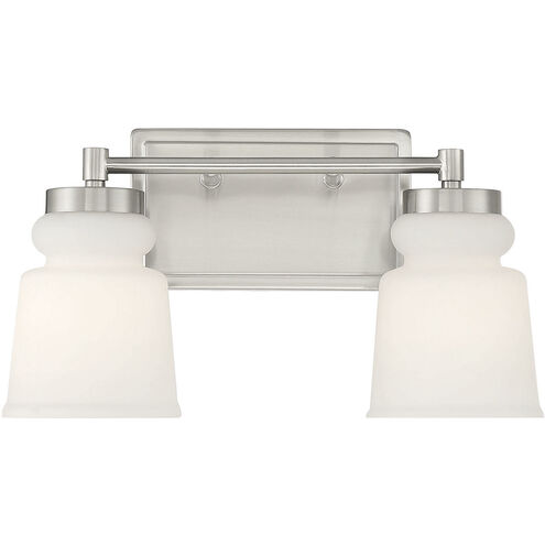Contemporary 2 Light 14.5 inch Brushed Nickel Bathroom Vanity Light Wall Light