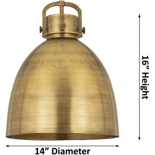 Newton Bell 1 Light 14 inch Satin Nickel Cord Hung Pendant Ceiling Light