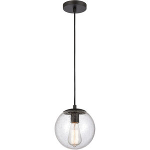 Tolland LED 8 inch Matte Black Mini Pendant Ceiling Light in Seedy Glass