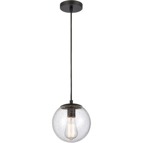 Tolland LED 8 inch Matte Black Mini Pendant Ceiling Light in Seedy Glass