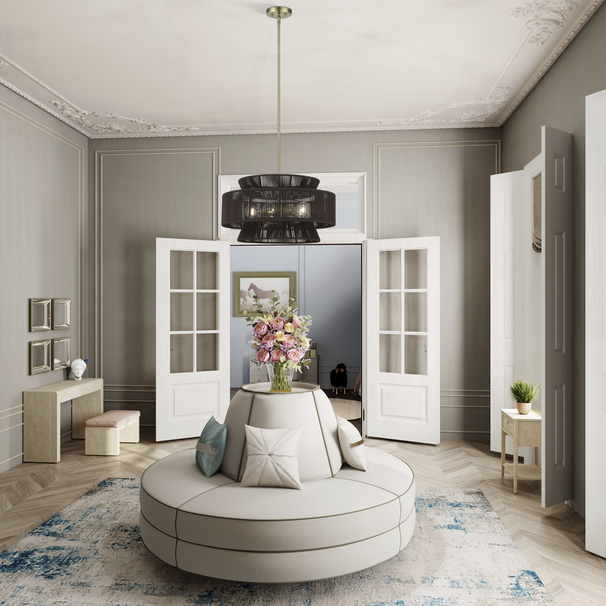 Florell 5 Light 22 inch Antique Brass Pendant Chandelier Ceiling Light